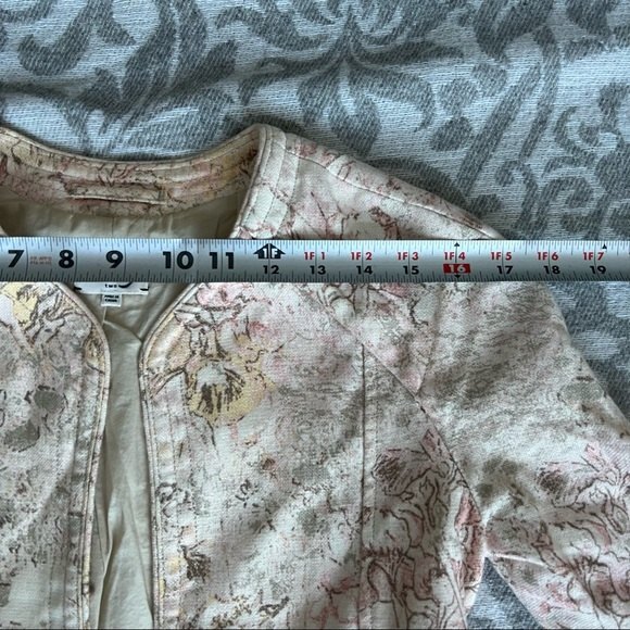 Cream Wilfred Aritzia 100% Linen Pastel Floral Print Blazer - Picture 9 of 12